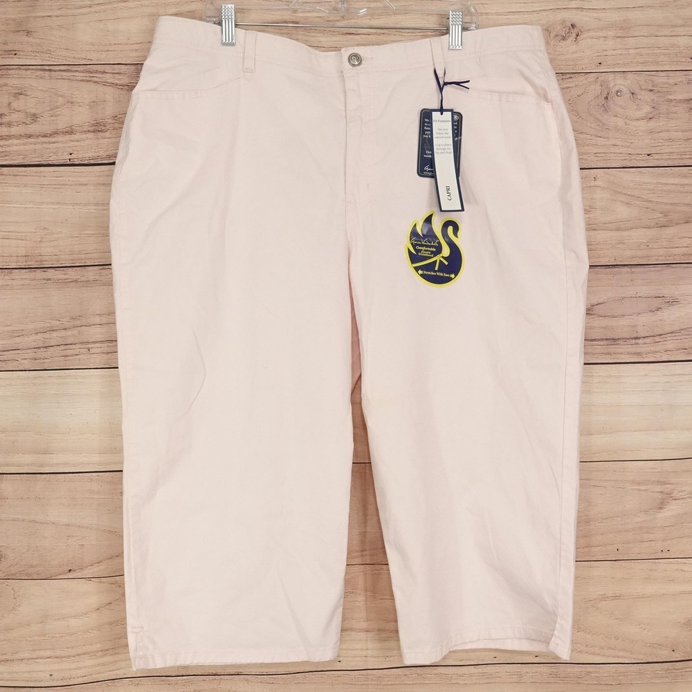 New! Gloria Vanderbilt Pants Womens 20W Pink Capri Crop Stretch Twill Comfort